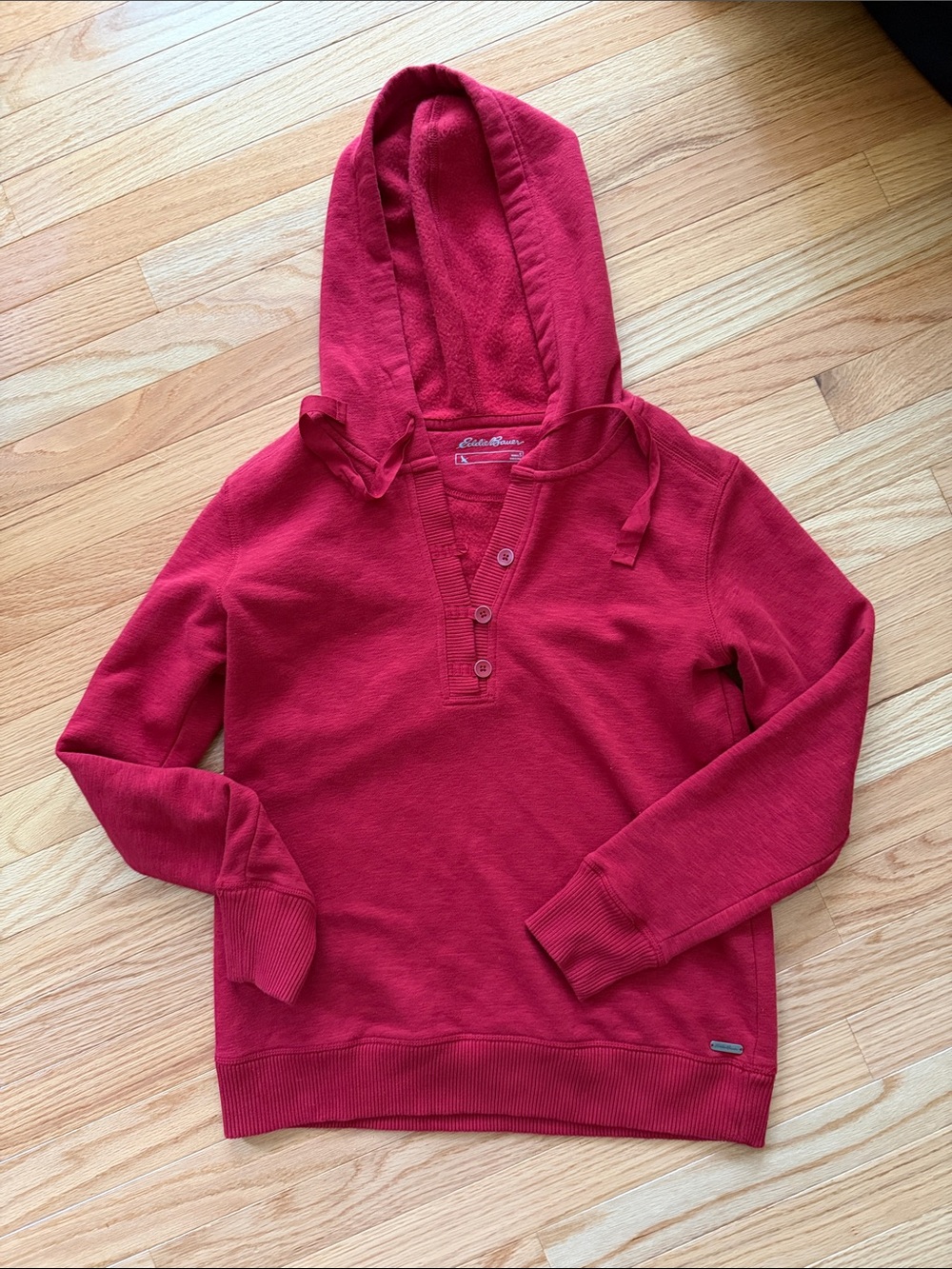 Eddie Bauer Women's Deep Red Hooded Sweatshirt S